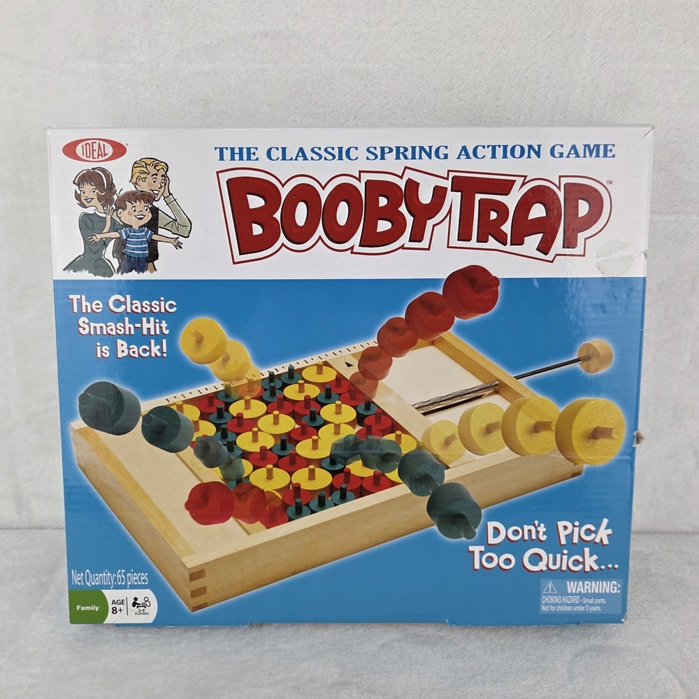 Ideal Booby Trap Classic Spring Action Wooden Game 63 Pieces 2013